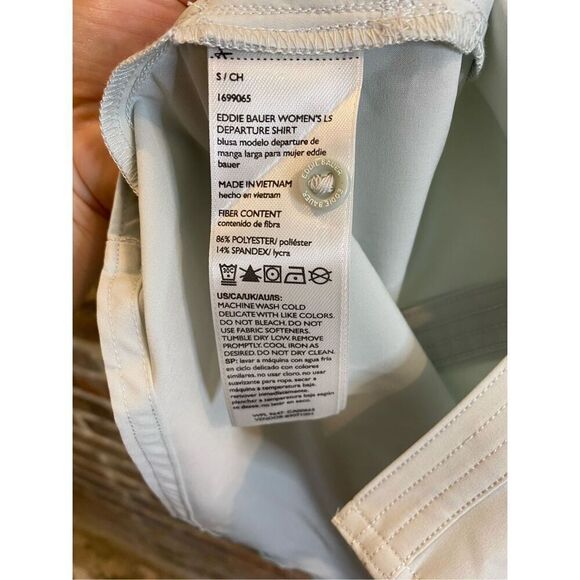 Eddie Bauer LS Departure Shirt Soft Green Stretch Light Weight Moisture Wicking - Picture 8 of 10